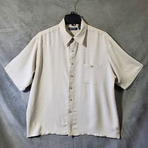 Puritan Men's Short Sleeve Button Down Shirt Tan Paisley Size L